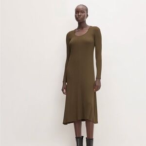 NWT Everlane the Ribbed Scoop Neck Dress Beech | M